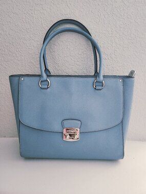 Coach Avery Blue Leather Tote Bag Handbag Purse Large